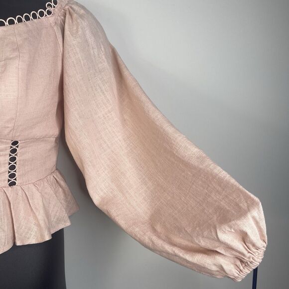 NWT Express Crop Milk Maid Top Blouse M Peach Cottagecore Coquette Feminine - Picture 2 of 9